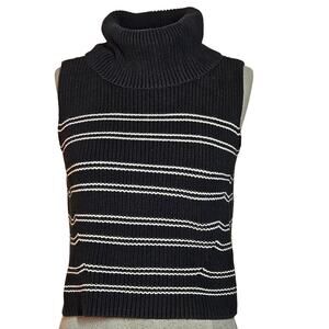 French Connection Sleeveless Cotton Turtleneck Sweater Size Medium